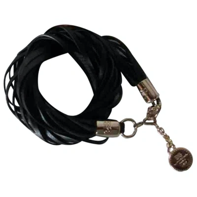 Pre-owned Lancel Leather Bracelet In Black