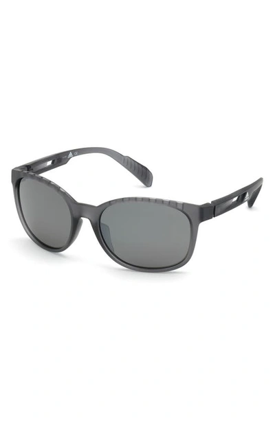 Adidas Originals 58mm Round Sunglasses In Grey/ Smoke