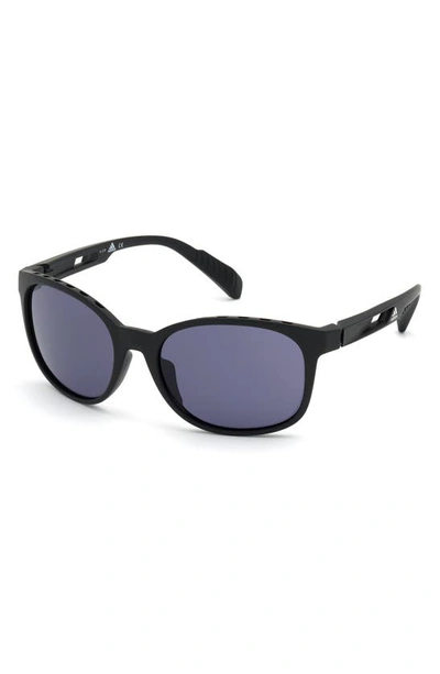 Adidas Originals Kolor Up 58mm Round Sunglasses In Matte Black/ Smoke