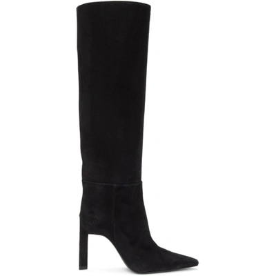 Attico Black Suede High Heel Tall Boots