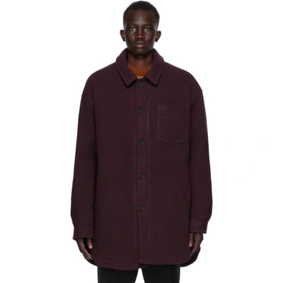 Cmmn Swdn Burgundy Wool Owen Jacket In Aubergine