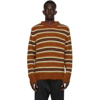 Cmmn Swdn Brown Mohair Striped Sigge Sweater In Brownstripe