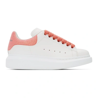 Alexander Mcqueen Ssense Exclusive White & Pink Glitter Oversized Sneakers In 9026 Whtmg