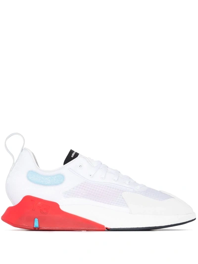 Y-3 White & Red Orisan Sneakers In White,light Blue,red