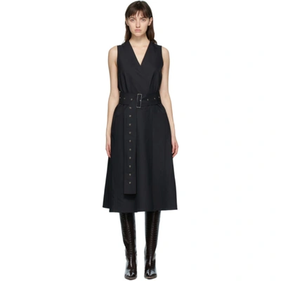 Joseph Belted Wool-blend Faille Midi Wrap Dress In Black