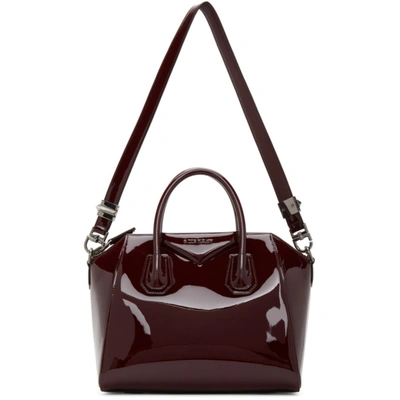 Givenchy Burgundy Patent Small Antigona Bag In 542 Aubergi