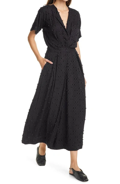 Rachel Comey Ardent Wide Leg Dobby Fil Coupe Jumpsuit In Black
