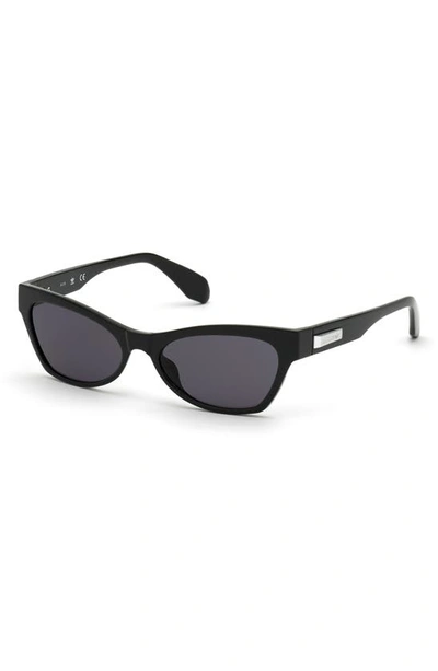 Adidas Originals Originals 54mm Butterfly Sunglasses In Shiny Black/ Smoke
