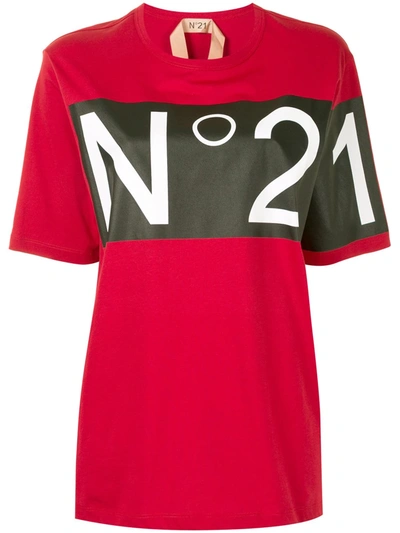 N°21 Contrast Logo Print T-shirt In Red