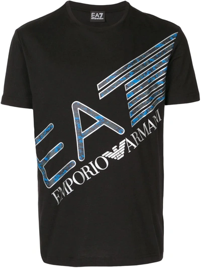 Ea7 Logo Print T-shirt In Black