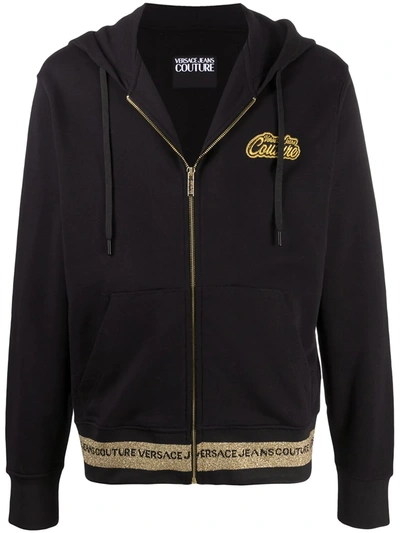 Versace Jeans Couture Logo Print Hoodie In Black