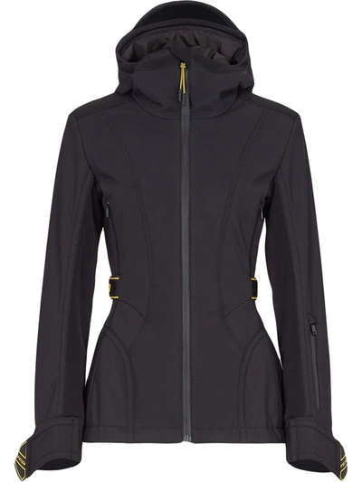 Fendi Logo-tab Shell Ski Jacket In Noir