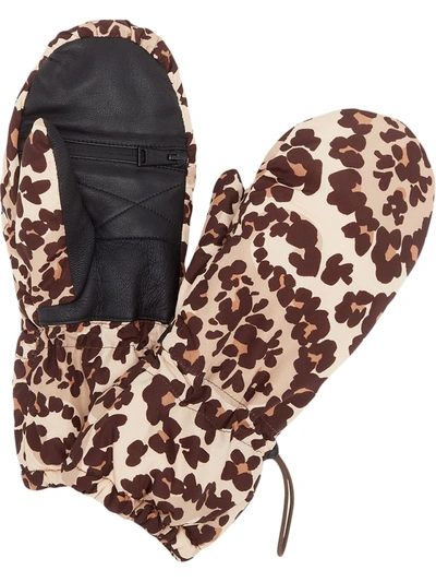 Fendi Leopard Snow Gloves In Brown