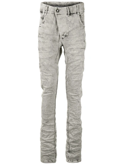 Boris Bidjan Saberi Ruched Skinny-fit Jeans In Grey