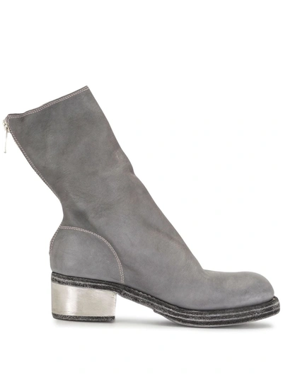 Guidi Leather Ankle Booties In Grey