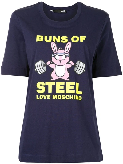 Love Moschino Bunny Gym T-shirt In Blue