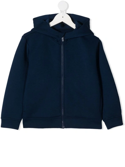 Emporio Armani Teen Zip-front Hooded Sweatshirt In Blu