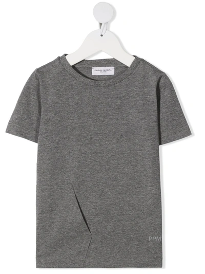 Paolo Pecora Kids' Slanted Pocket T-shirt In Grey