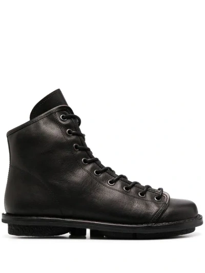 Trippen Eiger Leather Worker Boots In Black