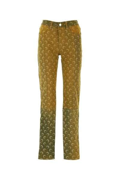 Marine Serre Moon Print Pants In Yellow