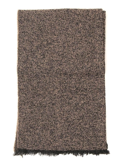 Rick Owens Frayed Knit Scarf In Brown