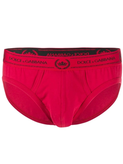 Dolce & Gabbana Logo Waistband Briefs In Red