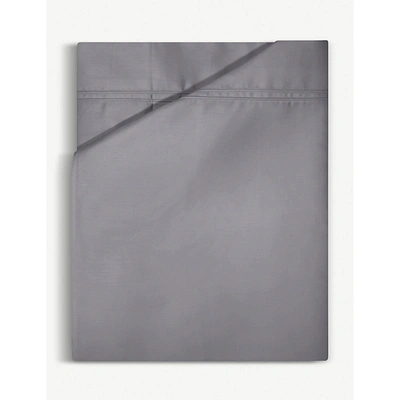 Yves Delorme Grey Triomphe Cotton Flat Sheet In Platine
