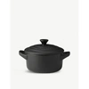 Le Creuset Satin Black Stoneware Petite Round Casserole Dish 9cm In Nero