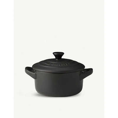 Le Creuset Satin Black Stoneware Petite Round Casserole Dish 9cm In Nero