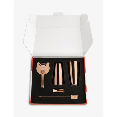 Alessi Stainless Steel Cocktail Gift Set In Copper