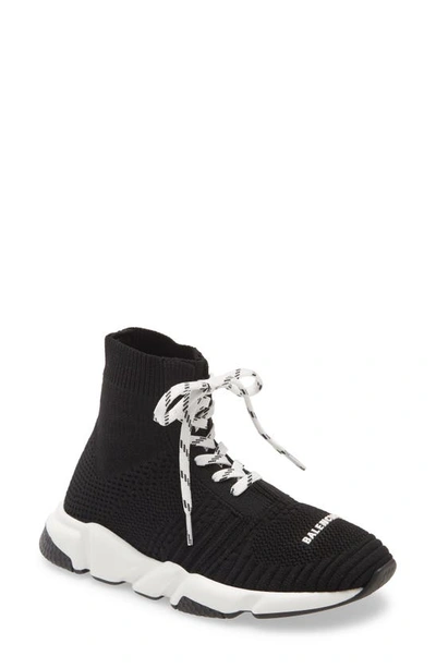 Balenciaga Kids' Speed Sock Sneaker In Black/ White/ Black