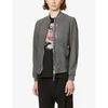 Allsaints Stones Leather Bomber Jacket In Shadow+blue
