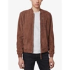 Allsaints Kemble Suede Slim Fit Bomber Jacket In Oxblood Red