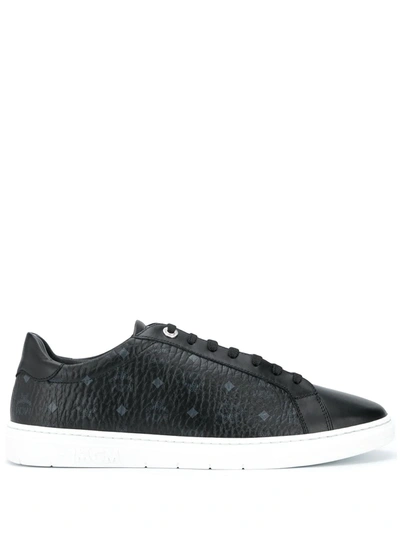 Mcm Monogram-print Low-top Sneakers In Black,grey