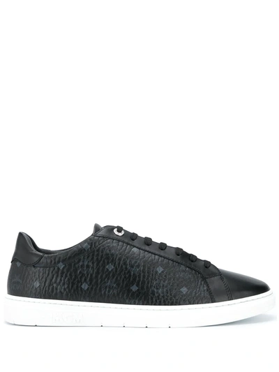 Mcm Monogram-print Low-top Trainers In Black