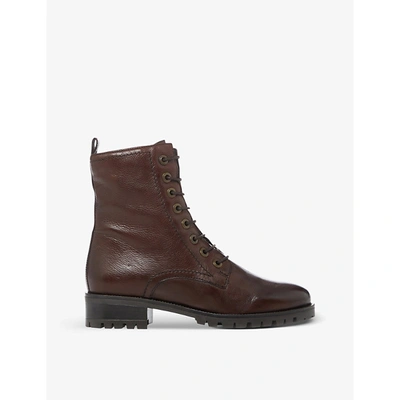 Dune Prestone Lace-up Leather Boots In Brown-leather
