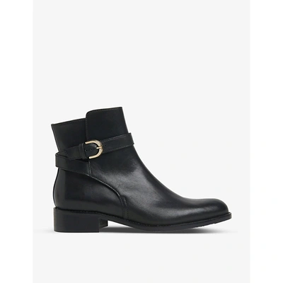 Lk Bennett Annie Buckle-detail Leather Ankle Boots In Bla-black