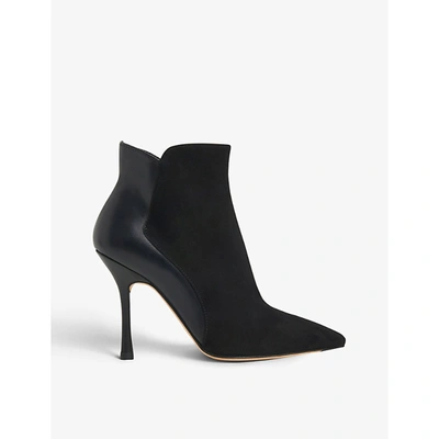 Lk Bennett Aliyah Suede And Leather Ankle Boots In Bla-black