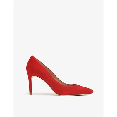 Lk Bennett Floret Stiletto Suede Courts In Red-scarlet