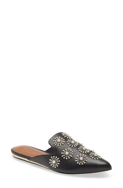 Kurt Geiger Olive Embellished Leather Mules In Black Leather