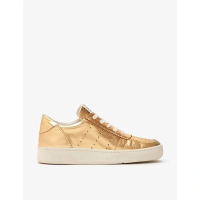 Claudie Pierlot Chimie Metallic Leather Trainers In Gold