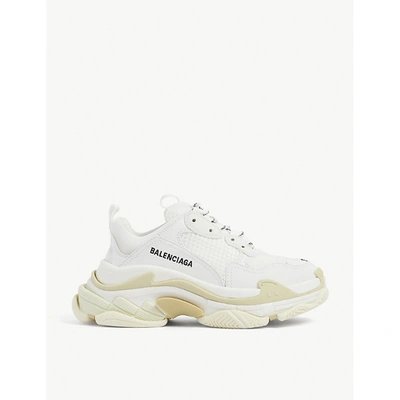 Balenciaga Triple S Suede And Mesh Trainers In White