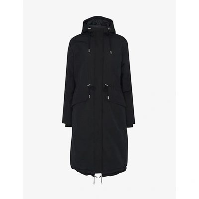 Whistles Coby Cotton And Recycled-polyester Parka Coat In Black