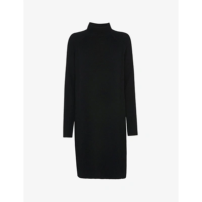 Whistles Funnel-neck Wool-blend Dress In Black