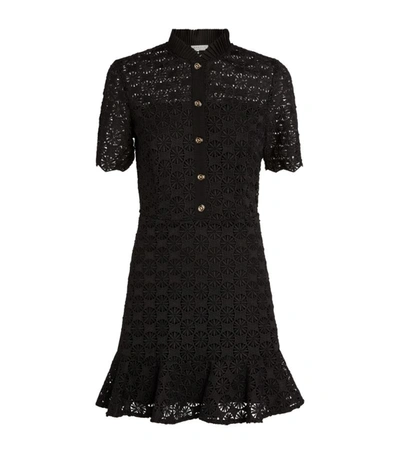Sandro Womens Black Felia Ruffle-trimmed Lace Dress 6