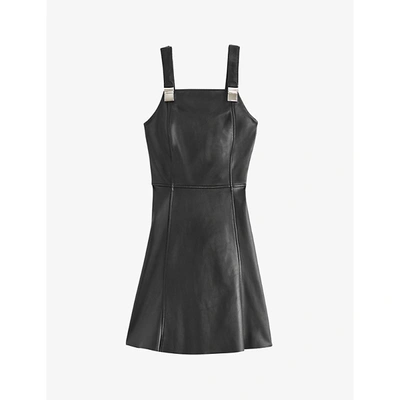 Claudie Pierlot Cajou Flared Leather Dress In Black
