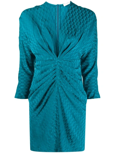 Sandro Logo Print Jacquard Dress In Petrol Blue