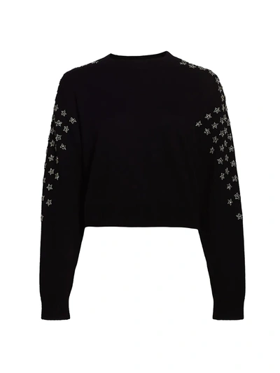 The Kooples Star-embroidered Wool And Cashmere-blend Jumper In Black