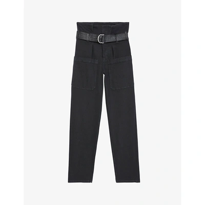 The Kooples High-waist Cargo-pocket Jeans With Leather Belt