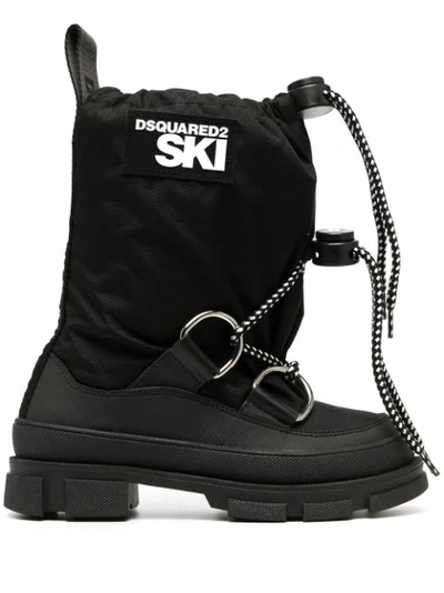 Dsquared2 Ski Boots With Drawstring Logo In Black